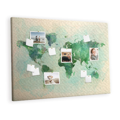 Quadro em cortiça Mapa-múndi em aquarela