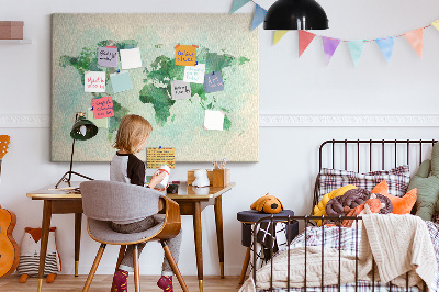 Quadro em cortiça Mapa-múndi em aquarela