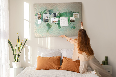 Quadro em cortiça Mapa-múndi em aquarela