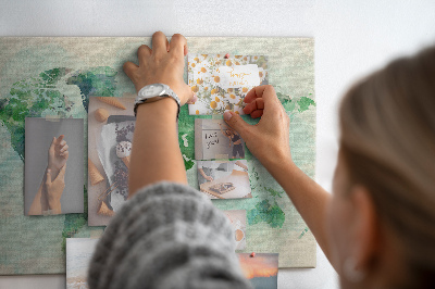 Quadro em cortiça Mapa-múndi em aquarela