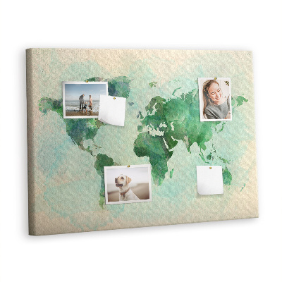 Quadro em cortiça Mapa-múndi em aquarela