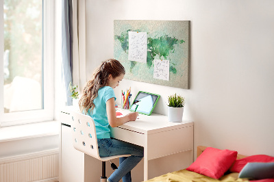 Quadro em cortiça Mapa-múndi em aquarela