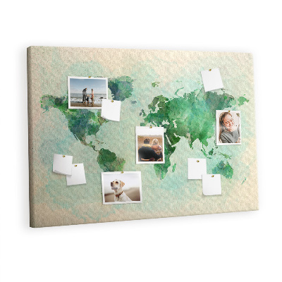 Quadro em cortiça Mapa-múndi em aquarela