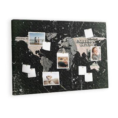 Painel em cortiça Mapa do Dólar
