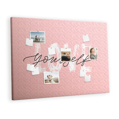 Quadro de aviso de cortiça A inscrição ame a si mesmo