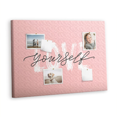 Quadro de aviso de cortiça A inscrição ame a si mesmo