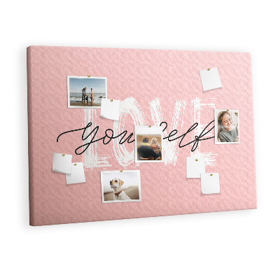 Quadro de aviso de cortiça A inscrição ame a si mesmo