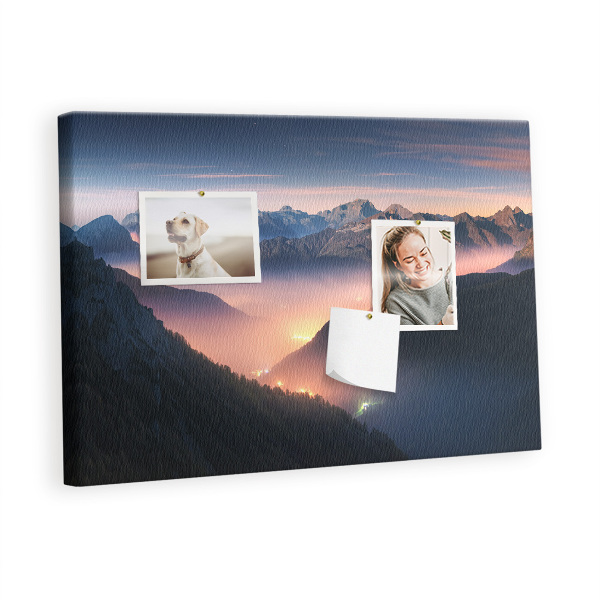 Quadro de aviso de cortiça Paisagem de picos de montanhas