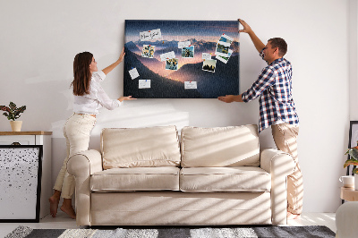 Quadro de aviso de cortiça Paisagem de picos de montanhas