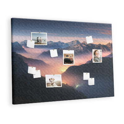 Quadro de aviso de cortiça Paisagem de picos de montanhas