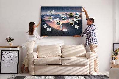 Quadro de aviso de cortiça Paisagem de picos de montanhas