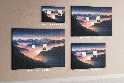 Quadro de aviso de cortiça Paisagem de picos de montanhas