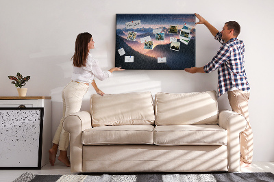 Quadro de aviso de cortiça Paisagem de picos de montanhas