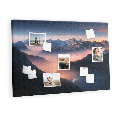 Quadro de aviso de cortiça Paisagem de picos de montanhas