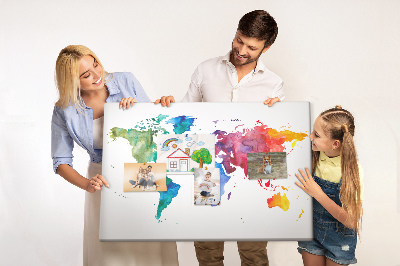 Painel em cortiça Mapa do mundo em aquarela