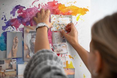 Painel em cortiça Mapa do mundo em aquarela