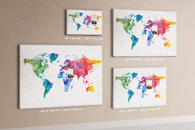Painel em cortiça Mapa do mundo em aquarela