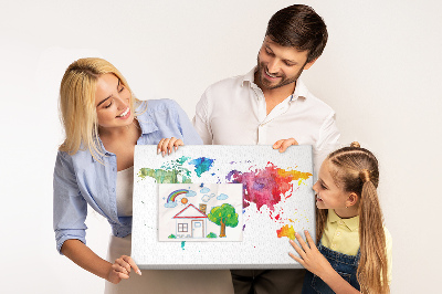 Painel em cortiça Mapa do mundo em aquarela