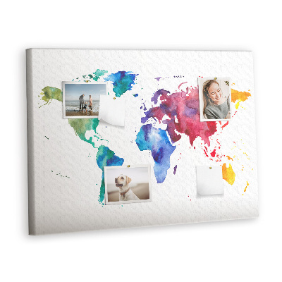 Painel em cortiça Mapa do mundo em aquarela