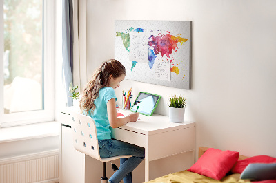 Painel em cortiça Mapa do mundo em aquarela