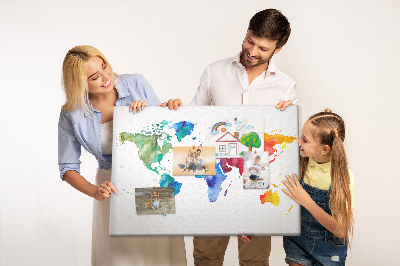 Painel em cortiça Mapa do mundo em aquarela