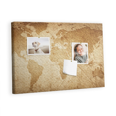 Painel em cortiça Mapa-múndi vintage