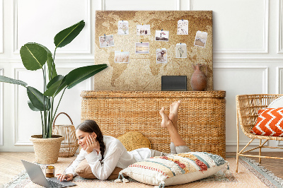 Painel em cortiça Mapa-múndi vintage