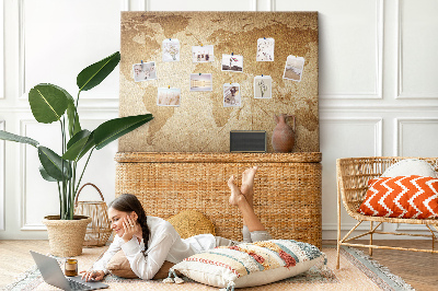 Painel em cortiça Mapa-múndi vintage