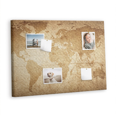 Painel em cortiça Mapa-múndi vintage