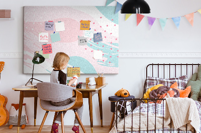 Quadro de aviso de cortiça abstração pastel