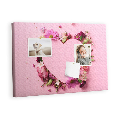 Painel em cortiça Coração de flores