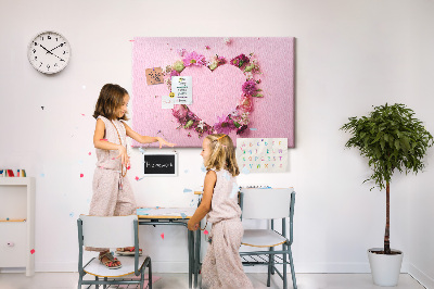 Painel em cortiça Coração de flores