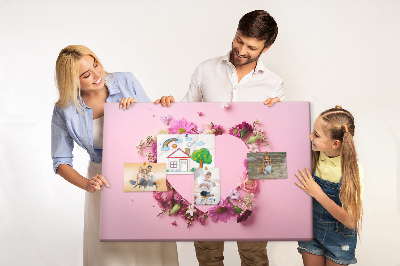 Painel em cortiça Coração de flores