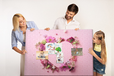 Painel em cortiça Coração de flores