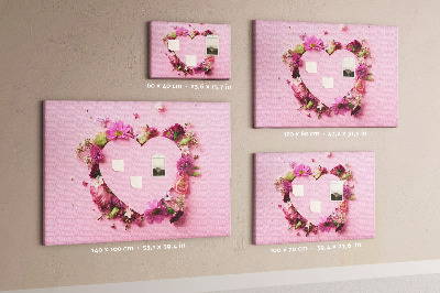 Painel em cortiça Coração de flores