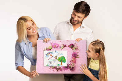 Painel em cortiça Coração de flores