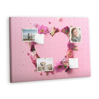 Painel em cortiça Coração de flores