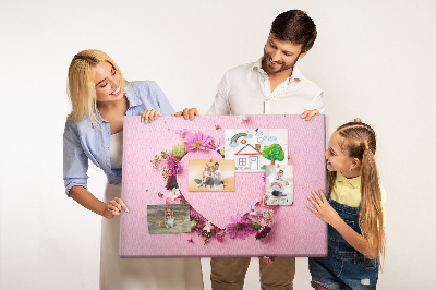 Painel em cortiça Coração de flores