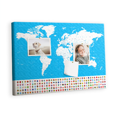 Quadro de aviso de cortiça Mapa de contorno