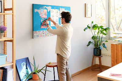 Quadro de aviso de cortiça Mapa de contorno