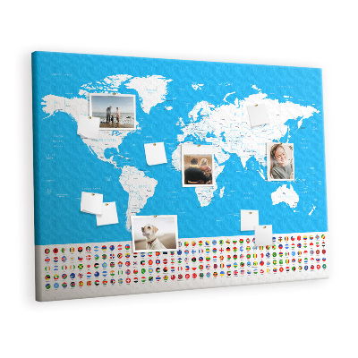 Quadro de aviso de cortiça Mapa de contorno