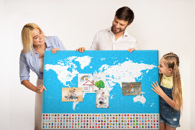 Quadro de aviso de cortiça Mapa de contorno