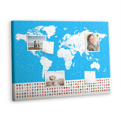 Quadro de aviso de cortiça Mapa de contorno