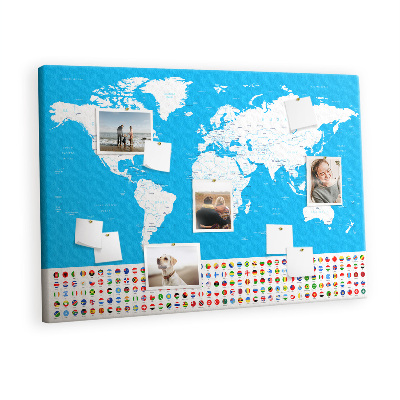 Quadro de aviso de cortiça Mapa de contorno