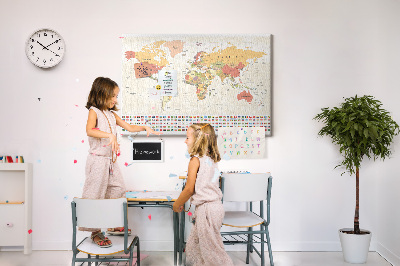 Quadro de aviso de cortiça Projeto Mapa do Mundo