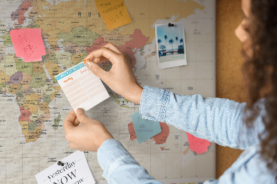 Quadro de aviso de cortiça Projeto Mapa do Mundo