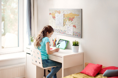 Quadro de aviso de cortiça Projeto Mapa do Mundo