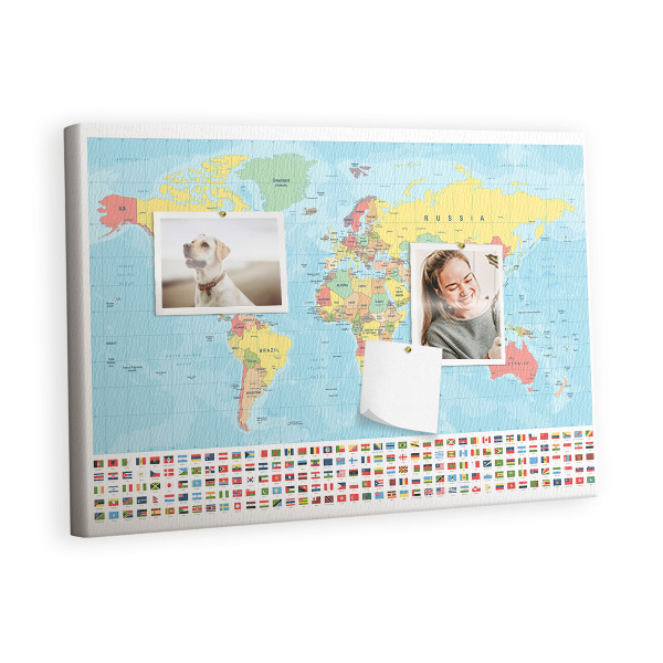 Quadro em cortiça Mapa geográfico do mundo