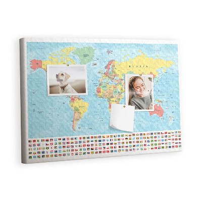 Quadro em cortiça Mapa geográfico do mundo