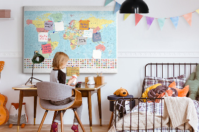 Quadro em cortiça Mapa geográfico do mundo